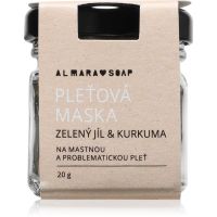 Almara Soap Face Green Clay & Turmeric очищаюча маска для обличчя для жирної та проблемної шкіри 20 гр
