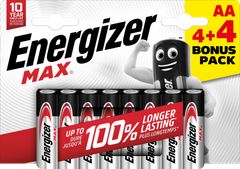 Energizer ENR Max AA alkalické batérie 4+4 8ks (E303330400)