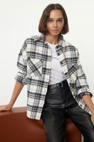 Trendyol Smoke Plaid Oversized Wide Pattern Woven Shirt