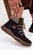 Boto Ocieplane Botki Trapery Damskie Czarne Zenaya