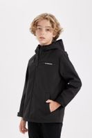 DEFACTO Boys Water Repellent Hooded Fleece Lined Zippered Raincoat