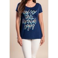 Bedrucktes T-Shirt, Dunkelblau