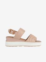 Old pink women's leather sandals with wedges Geox Rosita