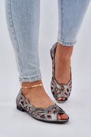 PE2 Vzorované baleríny s odkrytými prsty stříbrné Calgis