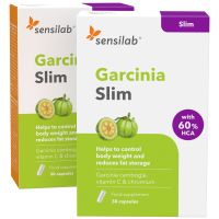 Garcinia Slim 1+1 GRATIS - 417 mg Garcinia Cambogia (60 % HCA) pro Kapsel. Natürlicher Appetitzügler. 2x 30 Kapseln | Sensilab