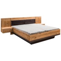Linea Natura POSTEĽ S NOČNÝMI STOLÍKMI, 180/200 cm, čierna, farba duba