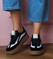 Gemre Czarne sneakersy trampki na grubej podeszwie Kamela