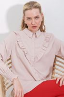 Bigdart 20223 Frilly Long Sleeve Shirt - Beige