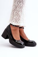 Black patented pumps with massive heels Effiba