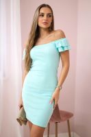 Ribbed dress with mint ruffles