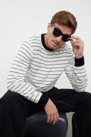 Trendyol Ecru Casual Slim Slim Fit Crew Neck Striped Knitwear Sweater