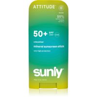 Attitude Sunly Mineral Sunscreen Stick SPF 50+ мінеральний захисний крем для обличчя та тіла у формі стіку не ароматизовано 60 гр