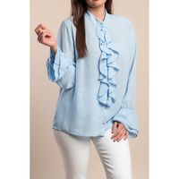 Plus Size Bluza S Volanima, Svijetloplava