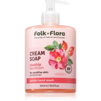 Folk & Flora Rosehip & Hawthorn kremowe mydło w płynie do skóry wrażliwej 500 ml
