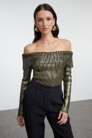 Trendyol Gold Carmen Collar Gilded Knitwear Sweater