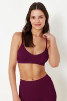 Trendyol Claret Red Seamless Functional Rope Strap Non-wired Cupped Bralette Knitted Bra