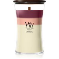 Woodwick Trilogy Lush Nectar dišeča sveča z lesenim stenjem 610 g