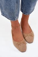 Baleriny z dzianinowym wzorem i kokardą