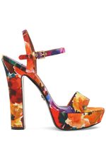 105mm Printed Canvas Platform Sandals