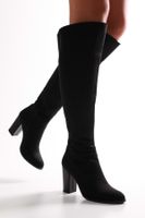 Shoeberry Women's Gila Black Suede Heeled Boots Black Suede