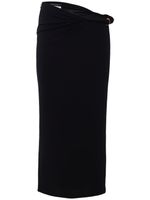 Opaque Viscose Jersey Knotted Midi Skirt