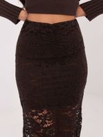 Dlouhá krajková sukně tmavě hnědá
