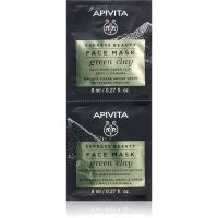 Apivita Express Beauty Cleansing Face Mask Green Clay почистваща и изглаждаща маска за лице със зелена кал 2 x 8 мл.