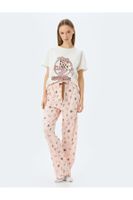 Koton Printed Knitted Pajama Set 2 Pieces