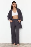 Trendyol Smoke Relaxed/Comfortable Cut Knitted Kimona Trousers Top-Bottom Set