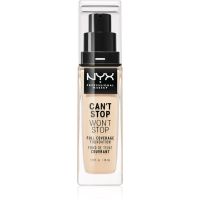 NYX Professional Makeup Can't Stop Won't Stop Full Coverage Foundation Magas fedésű alapozó árnyalat 02 Alabaster 30 ml