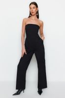 Trendyol Black Cargo Pocket Strapless Collar Maxi Woven Jumpsuit