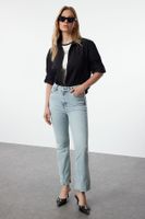 Trendyol Blue Normal Waist Crop Flare Jeans