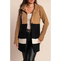 Bedruckte Strickjacke, Camel/Schwarz/Weiß