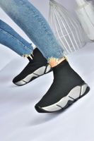 Fox Shoes Black/platinum Fabric Thick Soled Women's Sneakers