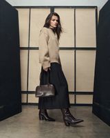 Estro: Ciemnobrązowe niskie kowbojki damskie ze skóry naturalnej