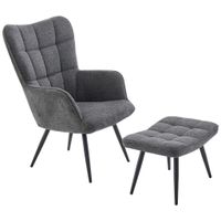 Ti'me RELAXAČNÉ KRESLO S PODNOŽKOU, kov, textil, tmavosivá