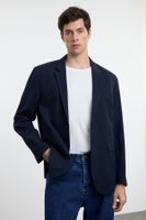 Trendyol Navy Blue Limited Edition Black Low Shoulder Wide Mould Woven Sports Blazer Jacket