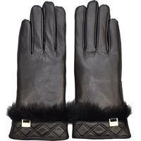 Kesztyű Semiline Semiline_Women_Leather_Antibacterial_Gloves_P8208_Black