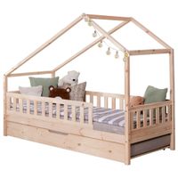 MID.YOU DĚTSKÁ POSTEL SE STŘÍŠKOU, 90/200 cm, přírodní barvy