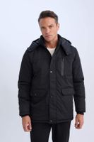 DEFACTO Water Repellent Taffeta Coat Hooded Zippered Snap Closure Pocket