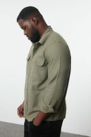 Trendyol Plus Size Khaki Winter Lumberjack Flannel Shirt