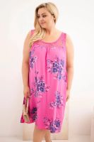 Sukienka Kesi Włoski plus size z koronkową górą różowa