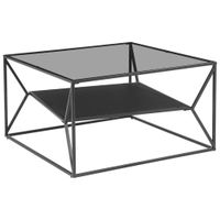 Carryhome KONFERENČNÝ STOLÍK, sivá, čierna, kov, sklo, 75/75/43 cm