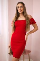 Ribbed dress with ruffles red