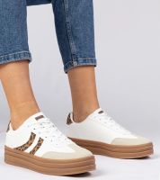 Gemre Białe sneakersy trampki z panterkowym dodatkiem Melly