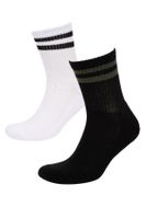 DEFACTO Men's Comfortable Elastic 2-Pack Cotton Terry Sports Socks