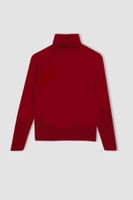 DEFACTO Girl's Red Turtleneck Basic Plain Knitwear Sweater