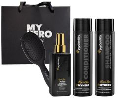 Sada pre výživu a hydratáciu vlasov #mydentity MyHero Nourishing s darčekovou taškou a mini kefou Framar - čierna + darček zadarmo