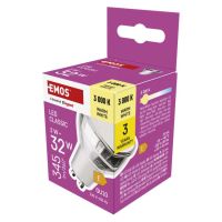 LED žárovka Classic MR16 stříbrná/ GU10 / 3 W (32 W) / 345 lm / teplá bílá