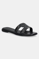 Tommy Hilfiger šľapky na plochom podpätku dámske kožené TH LOGO STRAP MULE